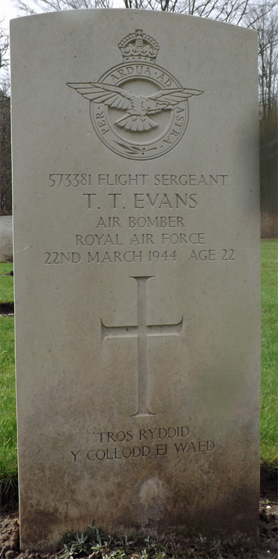 Sgt Thomas Tomley Evans<br /><br /><br />died on active duty - March 23rd, 1944